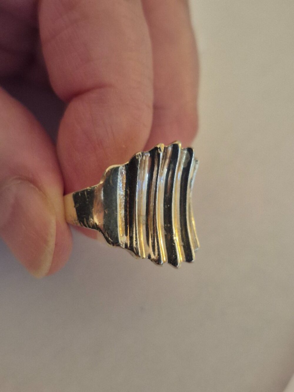 Vintage Sterling Silver 925 Ribbed Statement Ring | Heavy 8.1g | Size 8.5